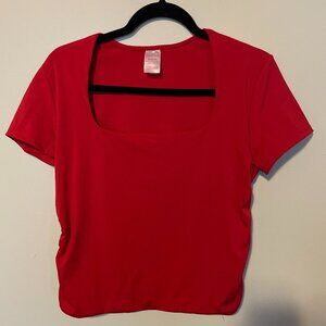 Red Scoop Neck Top